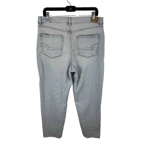 American Eagle Highest Rise Baggy Straight Jeans Size 16 X-Long Light Wash - Picture 2 of 14
